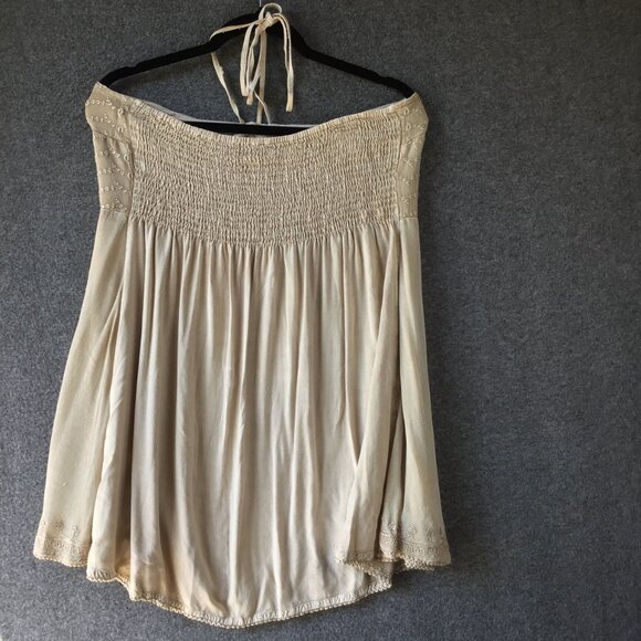 Earthbound Trading Shirred Back Embroidered Bohemian Halter Tunic Top Sz XL - Picture 3 of 12